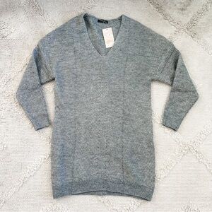 Gray V-Neck Women's Sweater Dress